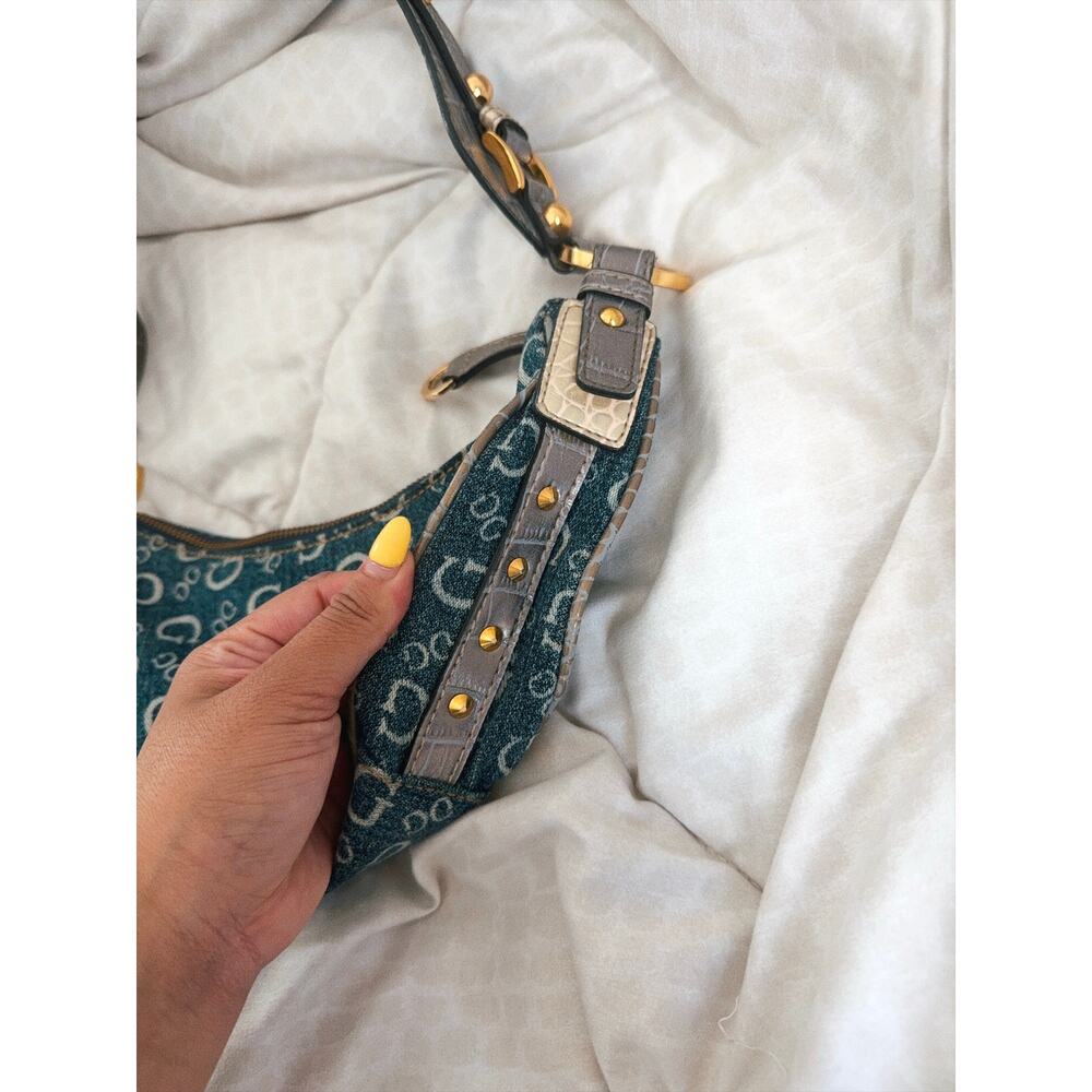 Guess RARE Y2K Vintage Shoulder Bag Monogram Denim Hardware Embellished Archive - Picture 5 of 7